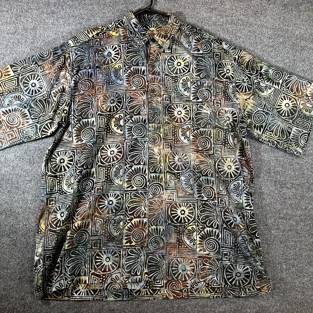 Johari West Men’s 3XLT Batik Tribal Geometric Hawaiian Shirt Big Tall Cotton